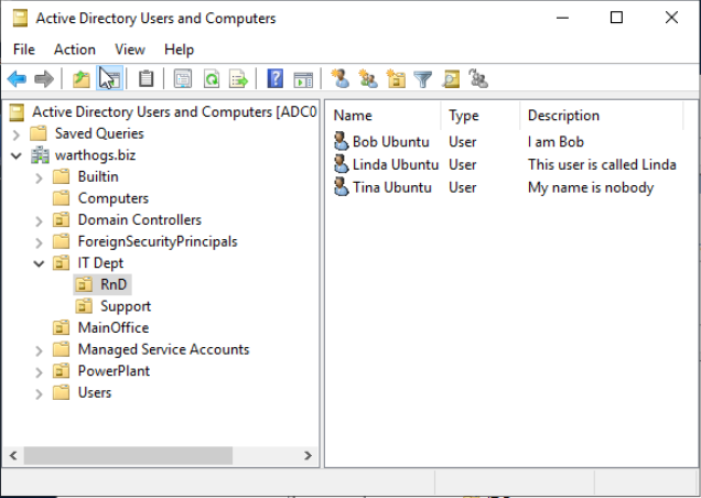 IT Deps/RnD OU in Active Directory